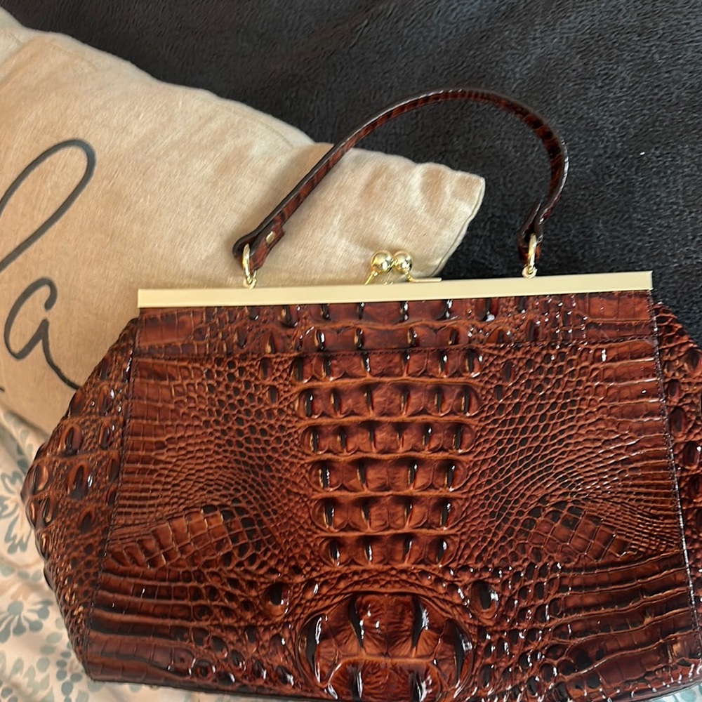 Brahmin Rich Brown Crocodile Satchel